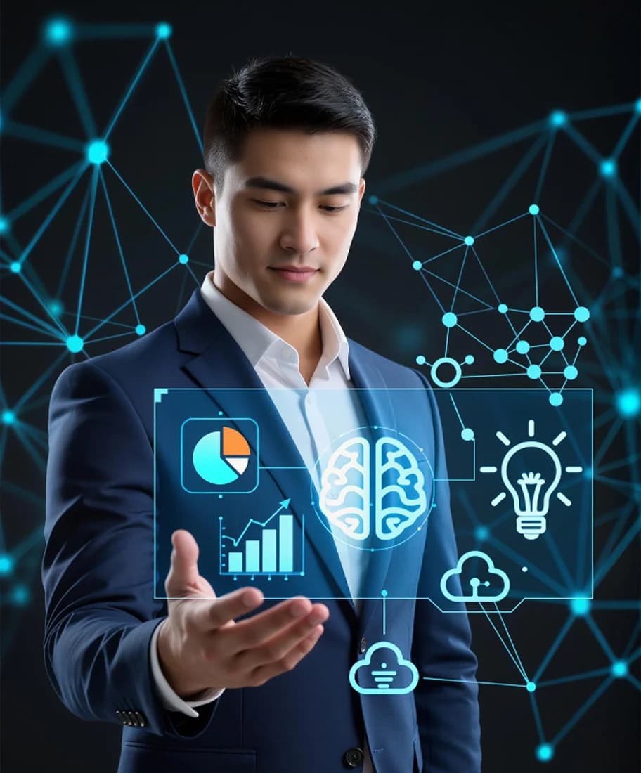 Business professional with digital technology