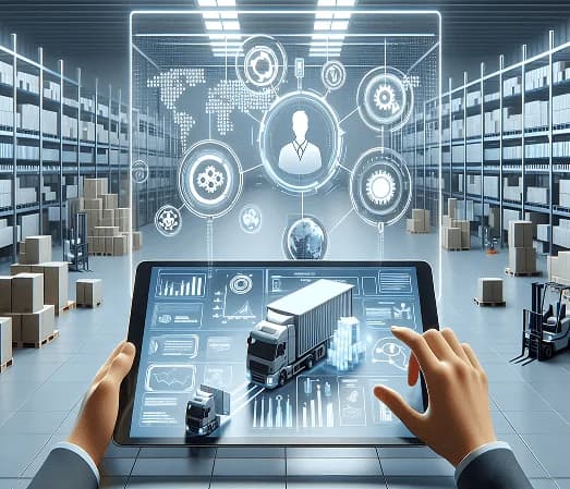 Logistics ERP dashboard on laptop