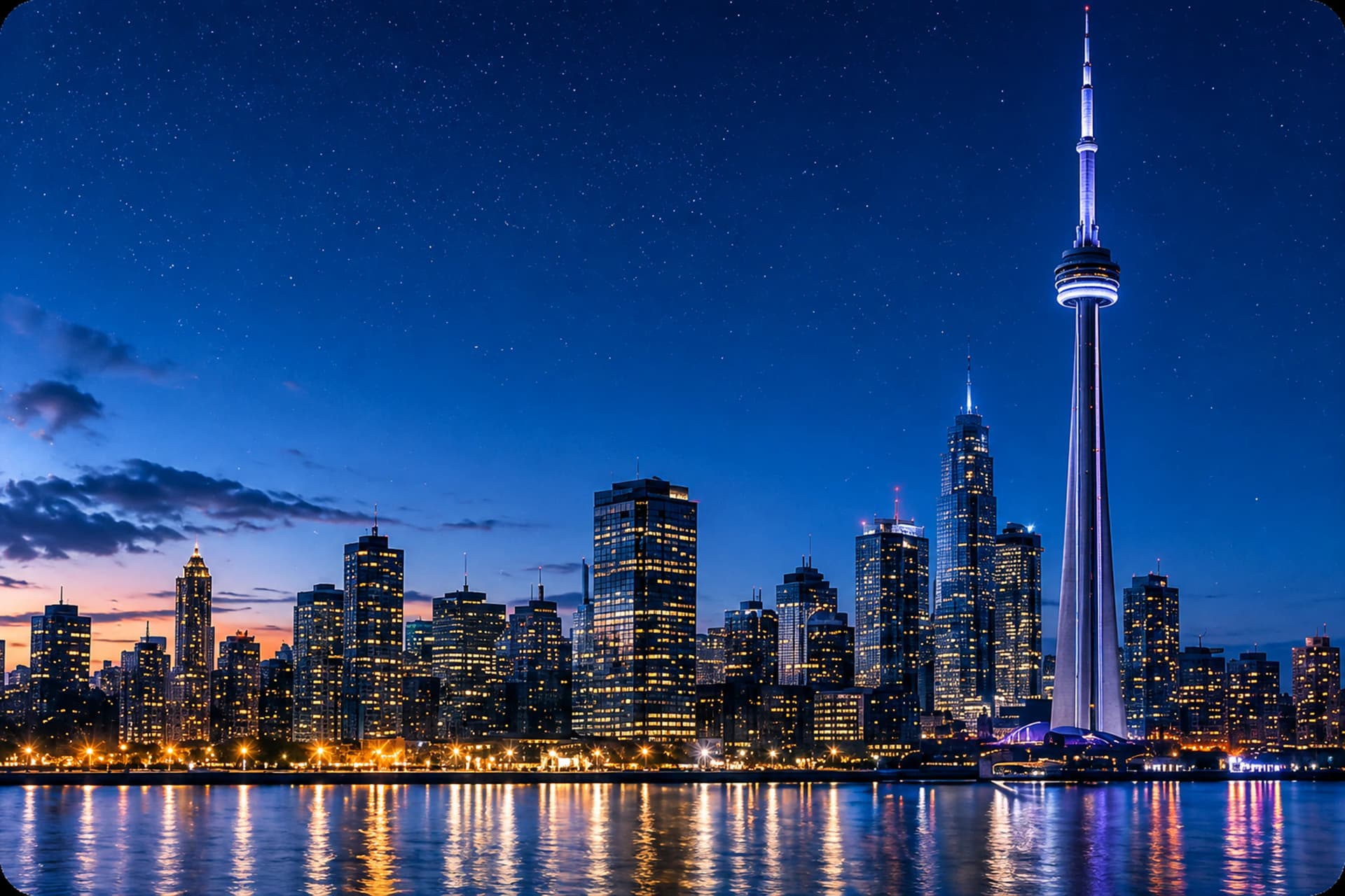 Toronto skyline at dusk