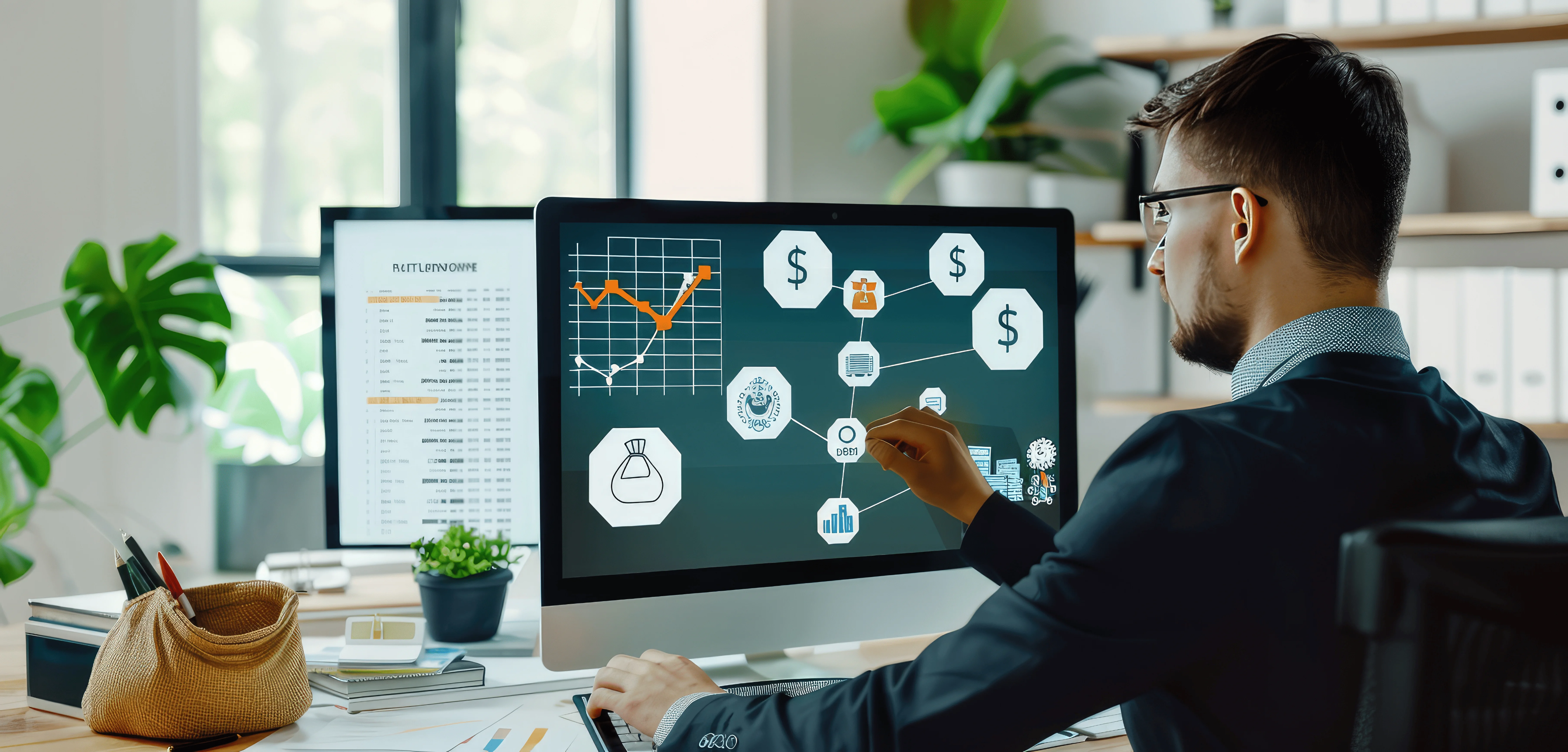 Logistics manager analyzing supply chain operations