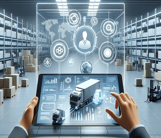 Logistics ERP dashboard on laptop
