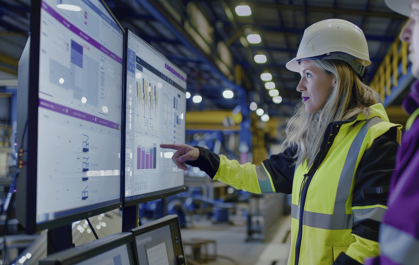 Manufacturing team reviewing results